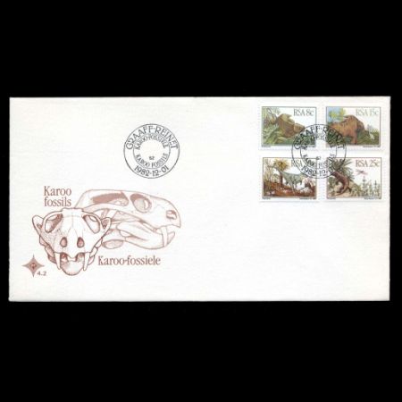 prehistoric animals on FDC of South Africa 1982