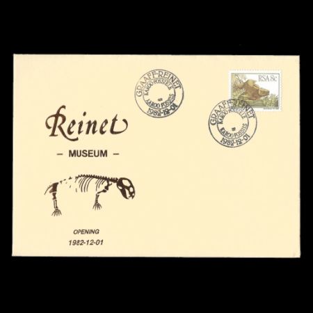 prehistoric animals on FDC of Reinet museum of South Africa 1982