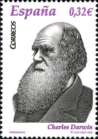 Charles Darwin on stamp of Spain 2009