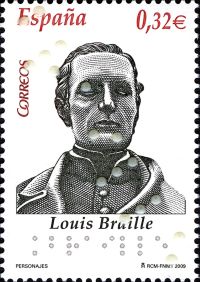Louis Braille on stamp of Spain 2009