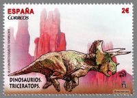 Triceratops on stamp of Spain 2015