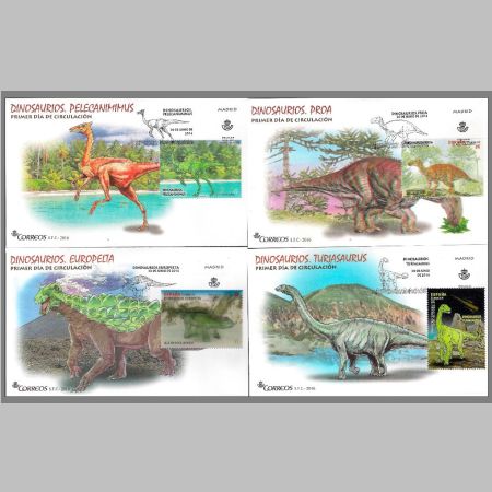 Dinosaurs on FDC of Spain 2016