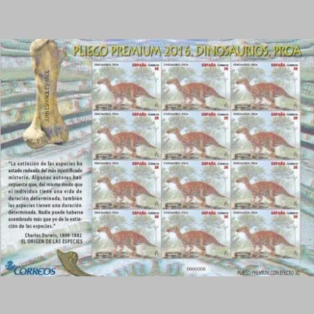 Tyrannosaurus on Mini Sheet of Spain 2016