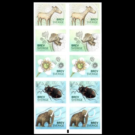 prehistoric animals and plants on stamp of Sweden 2016