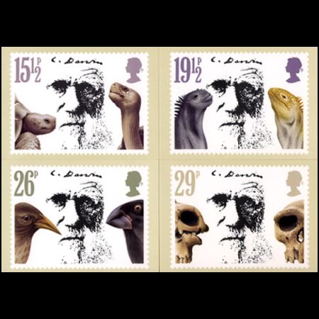 Charles Darwin on postcards of UK 1982