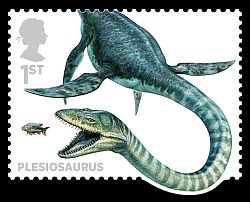 Plesiosaur on stamp