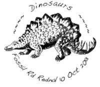 Post mark of British dinosaur stamps set 2013