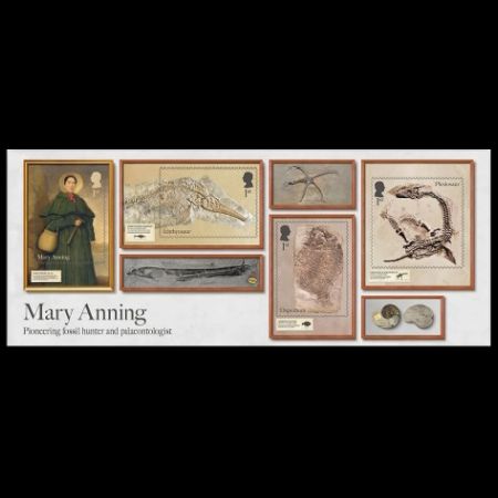 Mary  Anning and her fossils on stamps of Great Britain 2024