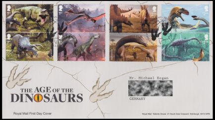 Addressed FDC with prehistoric animals stamps of Great Britain 2024