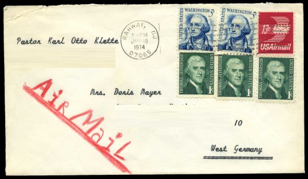 Thomas Jefferson on stamp of USA 1954