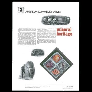 USPS Commemorative Panel with the Mineral stamps of USA 1974