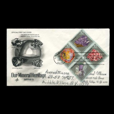 Minerals and petrified wood on FDC of USA 1974