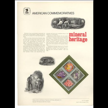 Minerals and petrified wood on Souvenir Sheet of USA 1974