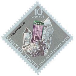 Tourmaline on stamp of USA 1974