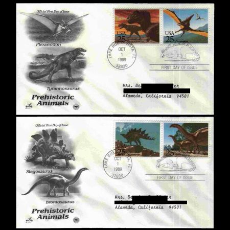 Dinosaurs on FDC of USA 1989