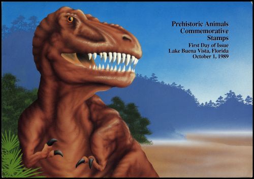 Prehistoric animals on stamp of USA 1989