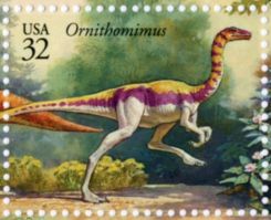 Ornithomimus on stamp of USA 1997