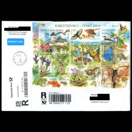 circulated cover with stamps of Nature Protection - Karlstejn Region from Czech 2013
