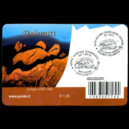 Dolomities fossil-found place on card of Italy 2015