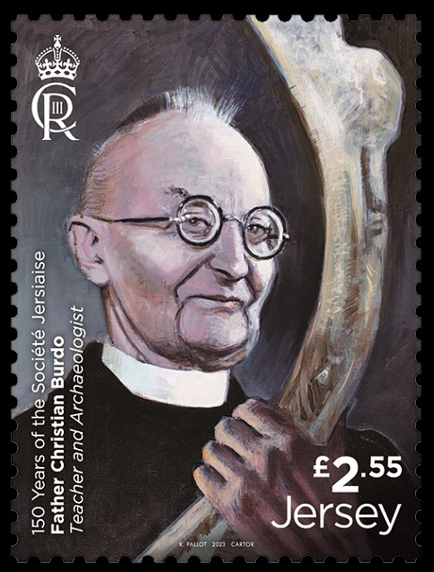 Father Christian Burdo on stamp of Jersey 2023
