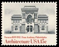 Pennsylvania Academy of Fine Art on stamp of USA 1980