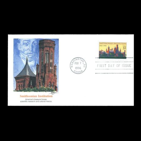 James Smithson on USA 1996 cover of 150th anniversary of the founding of the Smithsonian Institution