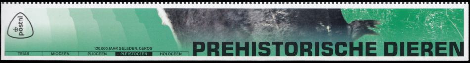 Aurochs, Bos primigenius, time scale on  stamps of the Netherlands 2023