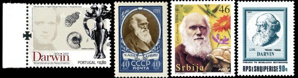 Charles Darwin on stamps