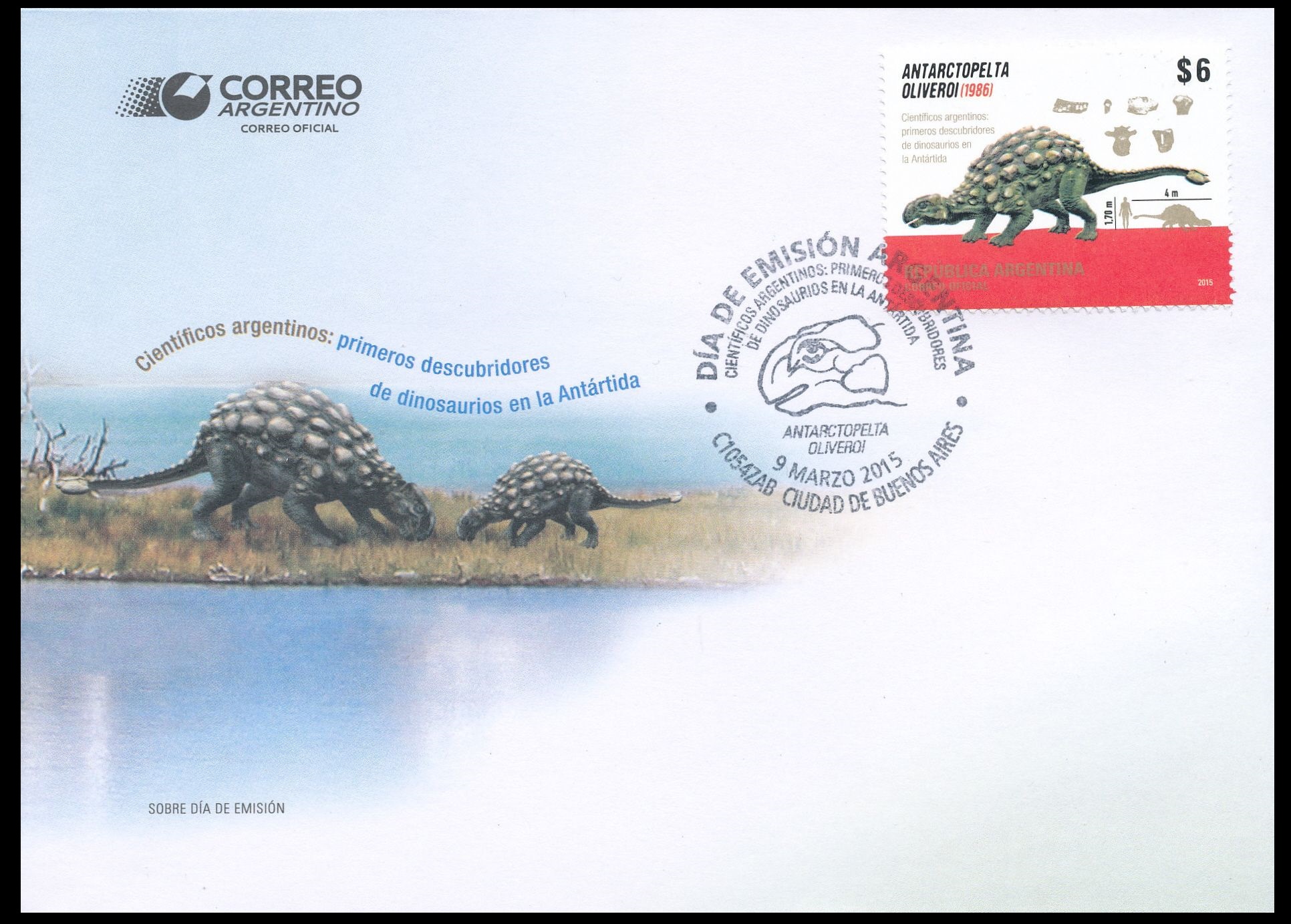 Dinosaurs on FDC of Argentina