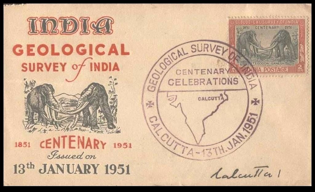 Stegodons on stamp and FDC of India