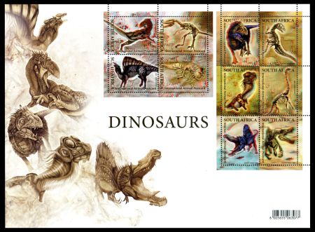 First set with 3D stamp depicting prehistoric animals