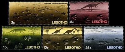 First stamps with dinosaur's footprint
