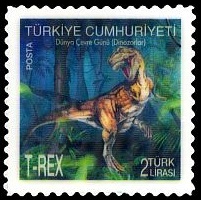First hologram-motion stamps depicting dinosaur