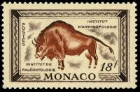 prehistoric cave painting on stamp of Monaco 1949