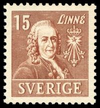 Carl Linnaeus on stamp of Sweden 1939