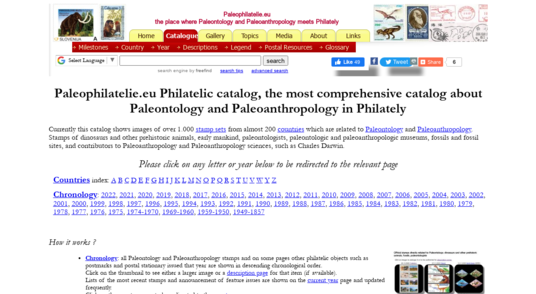 Paleontology and Paleoanthropology Philatelic catalog