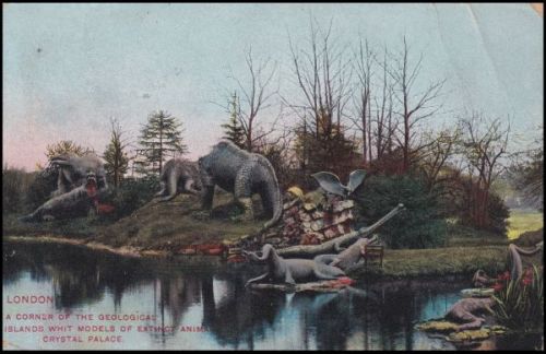 The Iguanodon models of Hawkins at the Crystal Park, on the personalized stamp and cachet of personalized FDC, South Korea 2012
