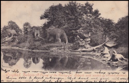 The Iguanodon models of Hawkins at the Crystal Park, on the personalized stamp and cachet of personalized FDC, South Korea 2012