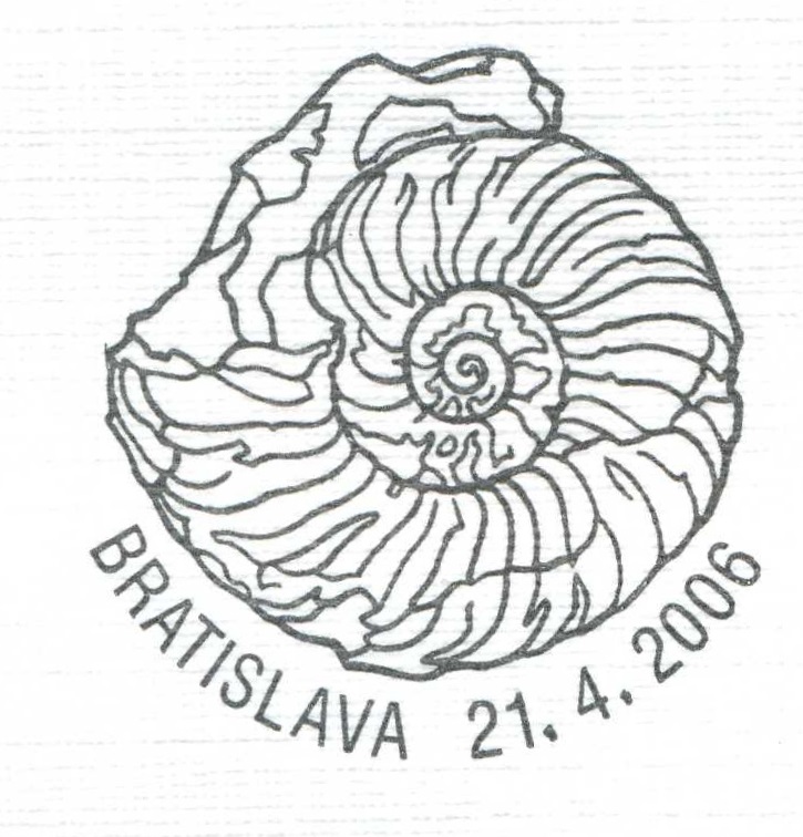 Ammonite on postmark of Slovakia