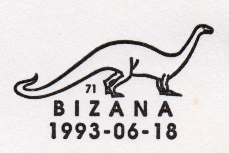 Dinosaur on postmark of Transkei