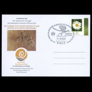 Fossi of Archaeopteryx on commemorative postcard of Paleontological Museum of Munich 2008