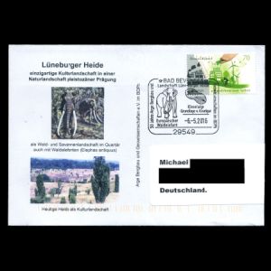The Straight-tusked elephant, Palaeoloxodon antiquus on the cachet and postmark of commemorative cover, Germany 2016