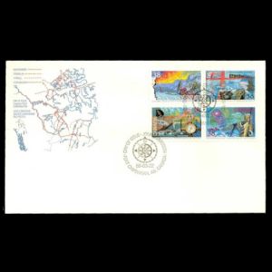 Fossil of Albertosaurus on FDC of Exploration of Canada of Canada 1989