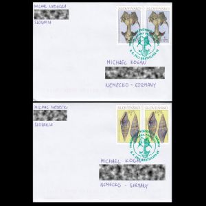 Important Fossils from Slovakia stamps on regular letters to Germany