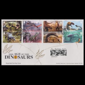 Prehistoric animals on the Age of the Dinosaurs FDC of Great Britain 2024