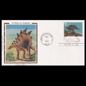 Prehistoric Animals on FDC of USA 1989