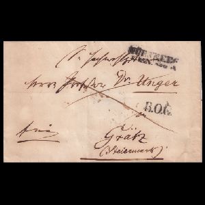 Vintage 1845 letter sent to German botanist and paleontologist Franz Unger in Bavaria
