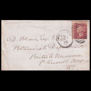 Letter to illustrator D. Blair F.I.S, British Museum, sent in 1876