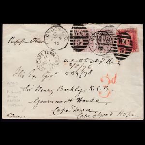 1876 postal cover sent by Sir Richard Owen to British colonial administrator Sir Henry Barkly