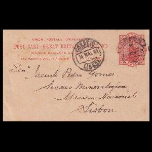Postcard sent by Gurney and Jackson to Jacinto Pedro Gomes from the National Museum in Lisbon, Portugal in 1893